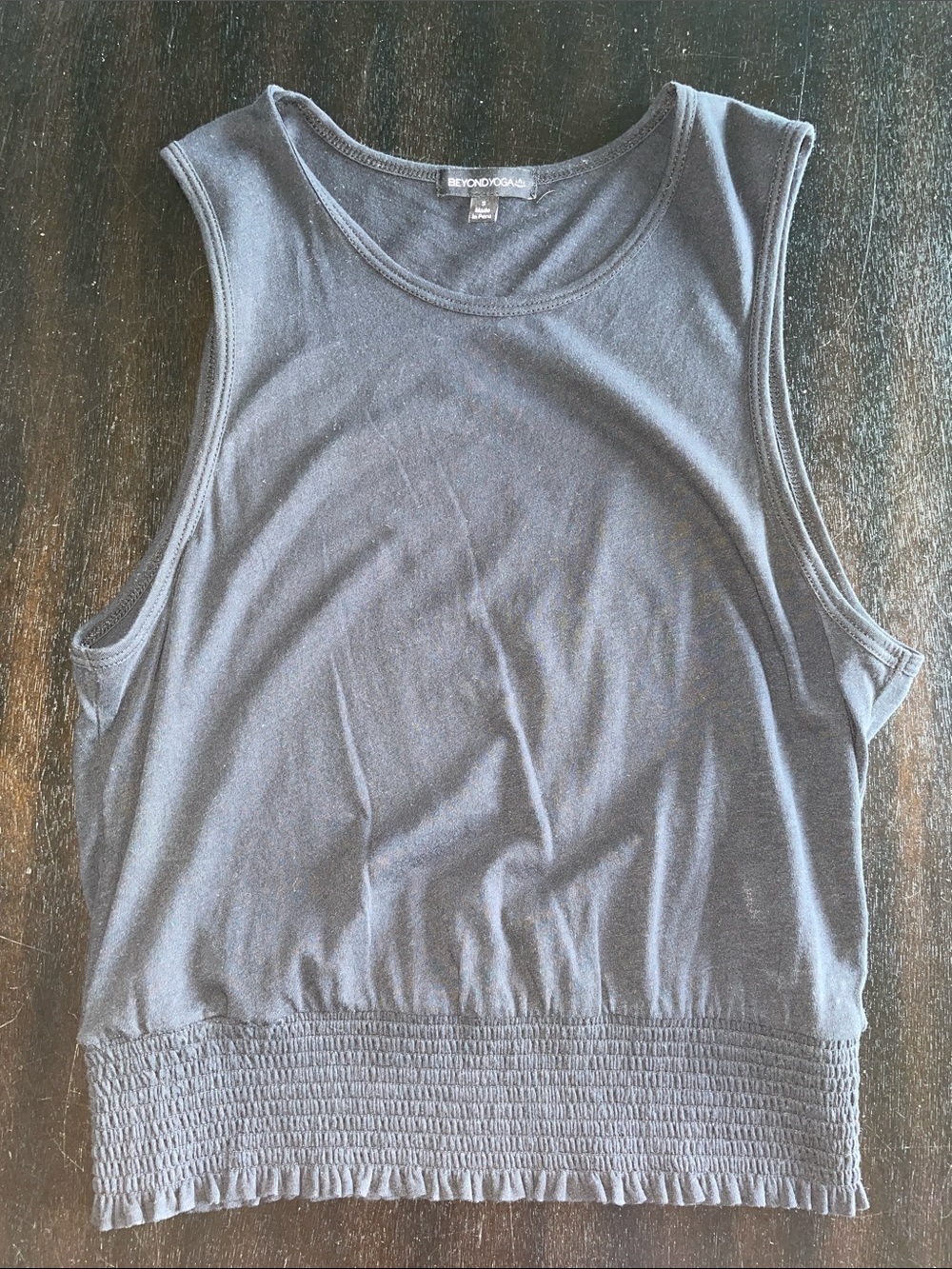 Beyond Yoga Black Smocked-Hem Tank